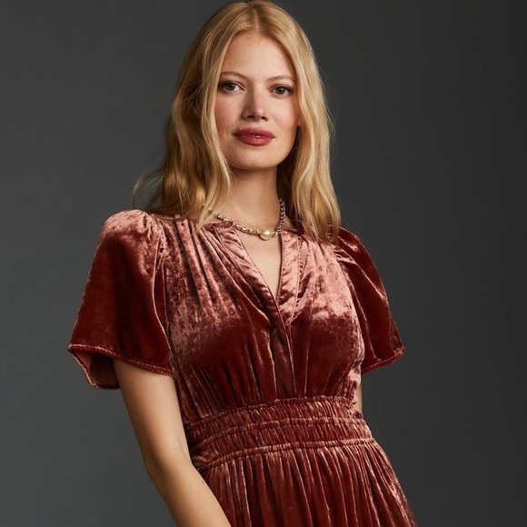 ANTHROPOLOGIE Somerset Collection Velvet Edition Maxi Dress Size XXS NWT - Picture 5 of 8